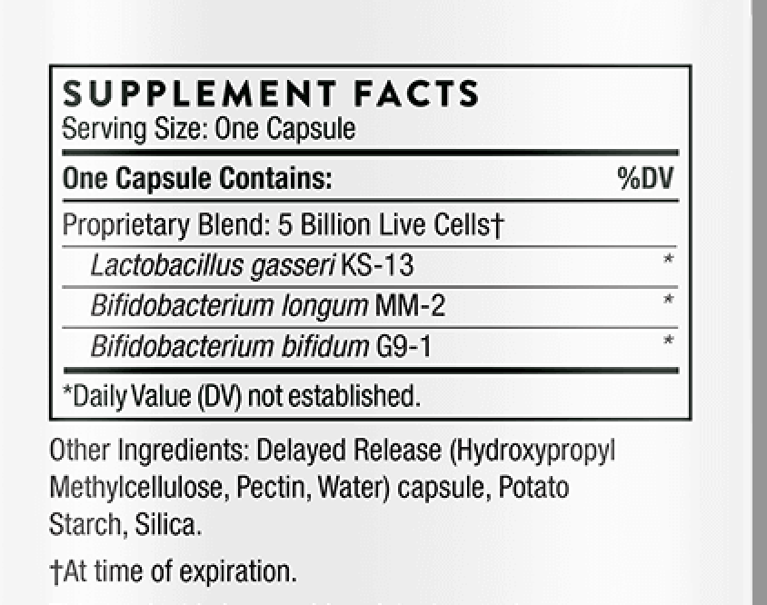 example probiotic supplement label 