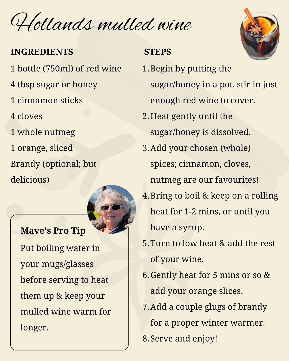 Christmas mulled wine recipe card