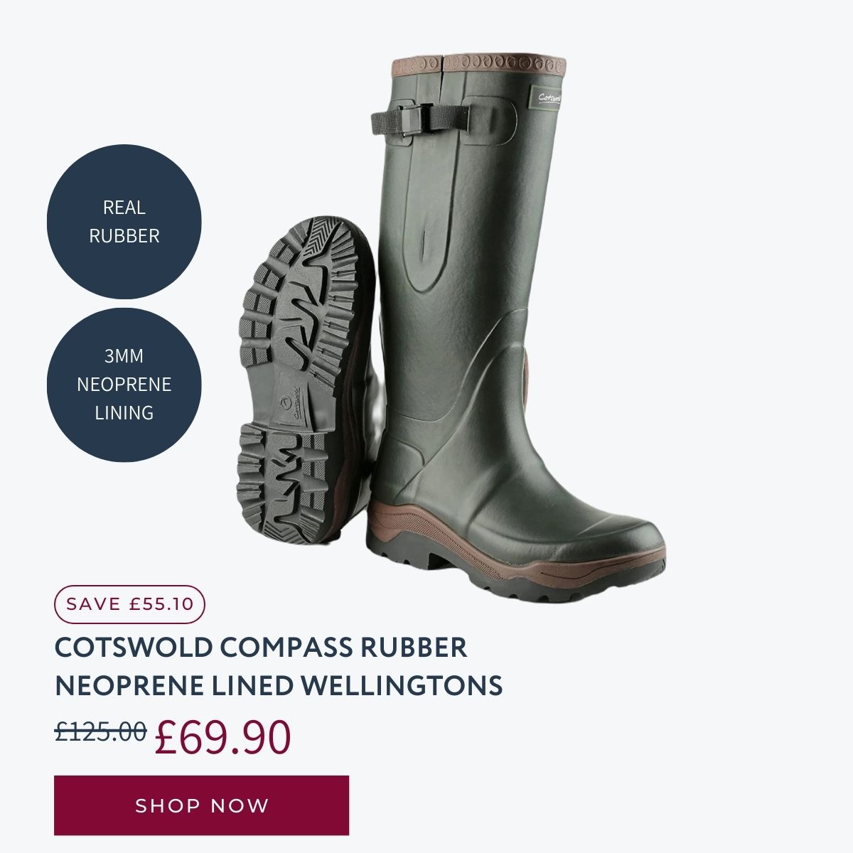 Cotswold Compass Rubber Neoprene Lined Wellingtons